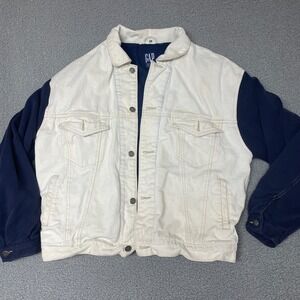 Gap Vintage 90s Denim Jean Jacket With sweater Sleeves Hip Hop Grunge medium